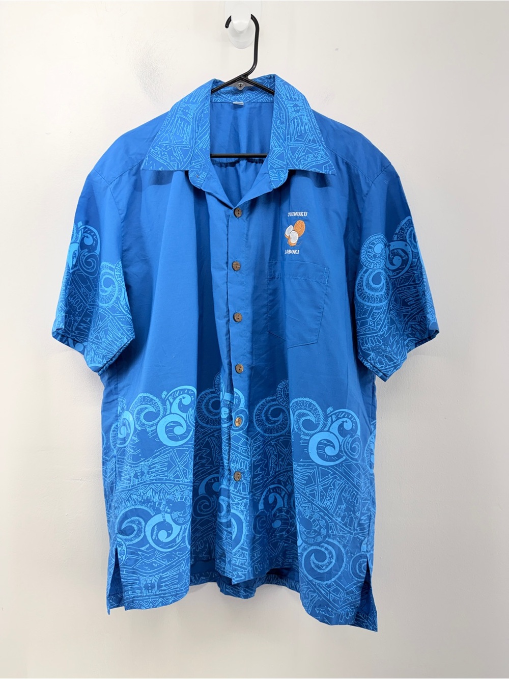 Unbranded Mens Blue Floral Collar Button Up Hawaiian Shirt Size 2X